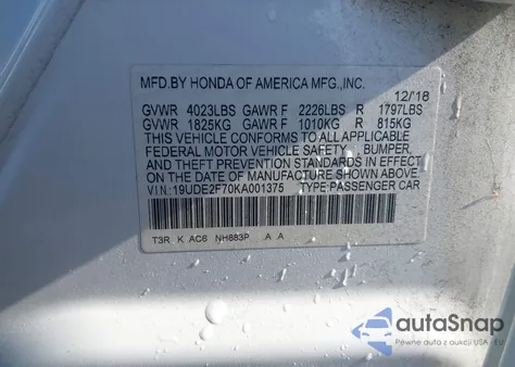 2019 Acura Ilx Premium Package/Technology Package z USA, uszkodzony, nr VIN 19UDE2F70KA001375